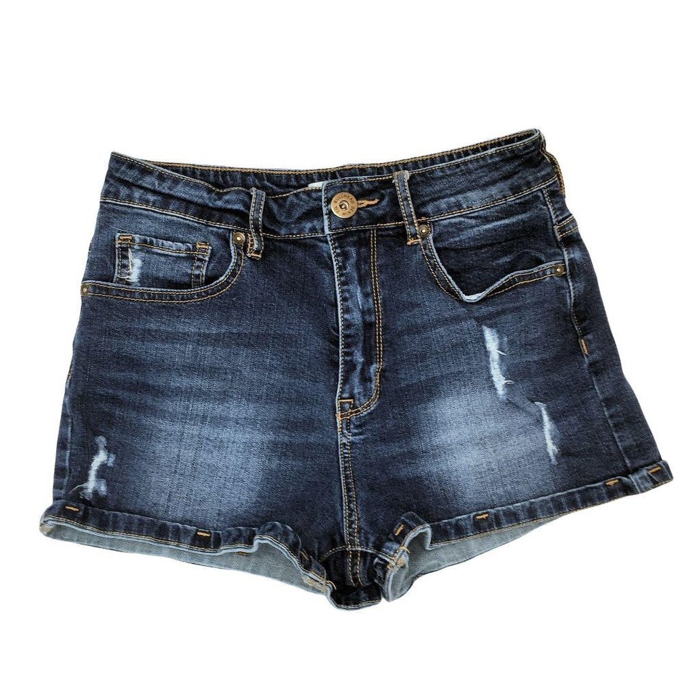 Bullhead Denim Co  Shorts Size 5 Juniors Mid Rise Distressed Womens Cuffed Hems